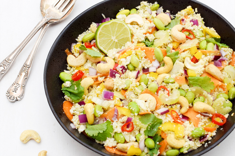 Meat Free Monday: Crunchy Asian Cauliflower Rice Salad [vegan]